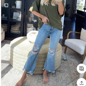 BDG Wilco Destroyed HighWaisted Cropped Flare Jean